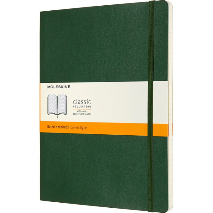 Блокнот MOLESKINE Classic Soft XLarge, линейка, зелёный QP621K15